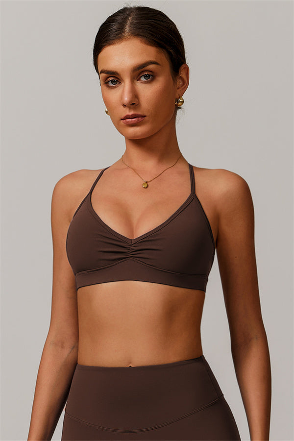 Pleated Crisscross Sports Bra