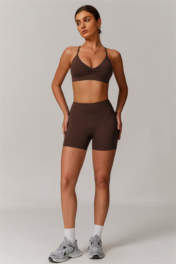 Pleated Crisscross Sports Bra