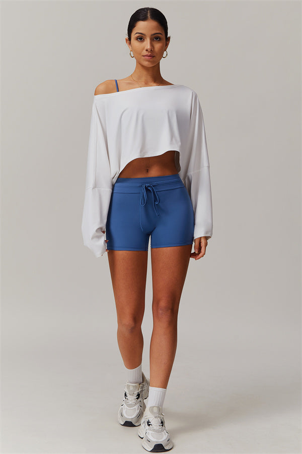 Asymmetrical Off-Shoulder Cropped Pullover