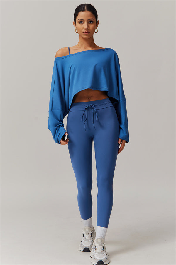Asymmetrical Off-Shoulder Cropped Pullover