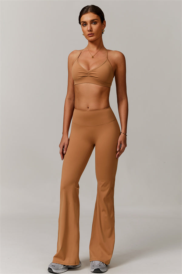 Pleated Crisscross Sports Bra