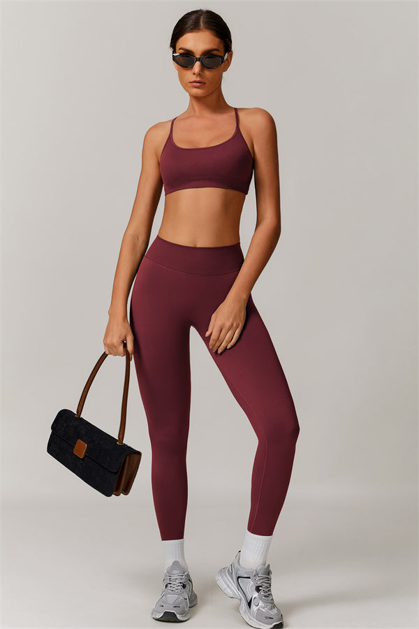 Seamless Cross-Back Sports Bra & Sculpt Legging Set