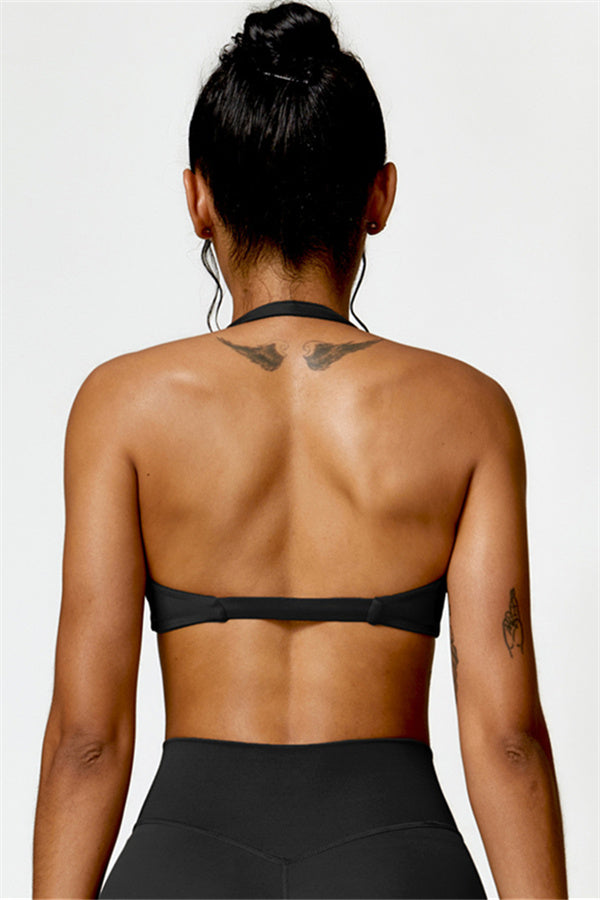 Twist-Front Open Back Sports Bra