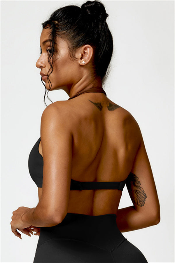 Twist-Front Open Back Sports Bra