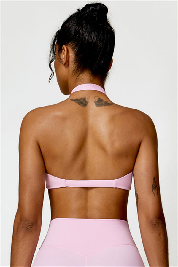 Twist-Front Open Back Sports Bra