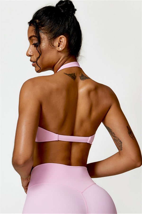 Twist-Front Open Back Sports Bra