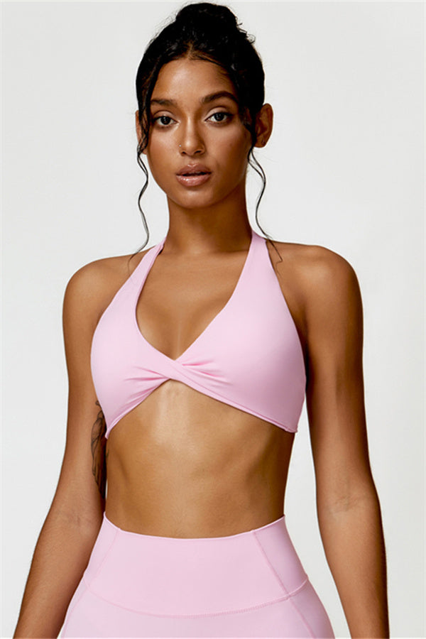 Twist-Front Open Back Sports Bra