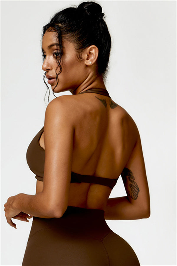Twist-Front Open Back Sports Bra