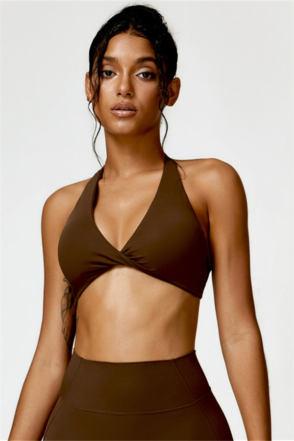 Twist-Front Open Back Sports Bra