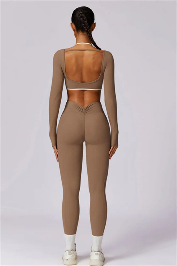 Color-Block Performance Crop Top & Leggings Set