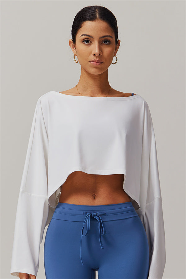 Asymmetrical Off-Shoulder Cropped Pullover