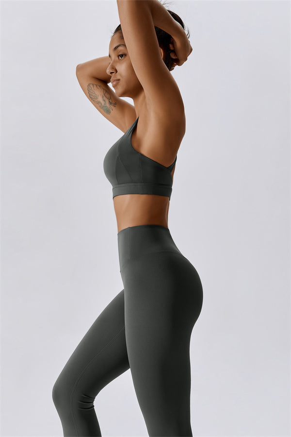 Crisscross Back Sports Bra & High-Waist Leggings Set