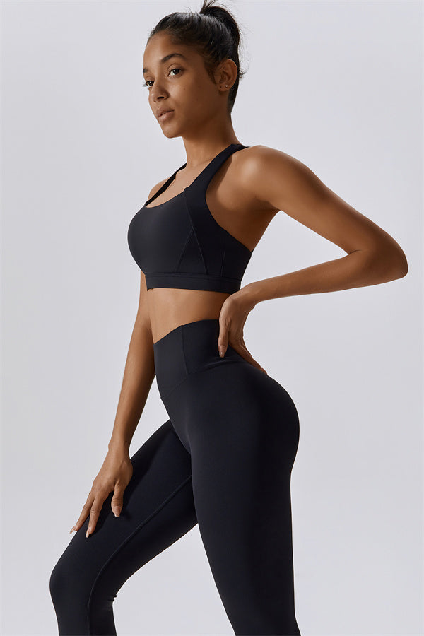 Crisscross Back Sports Bra & High-Waist Leggings Set