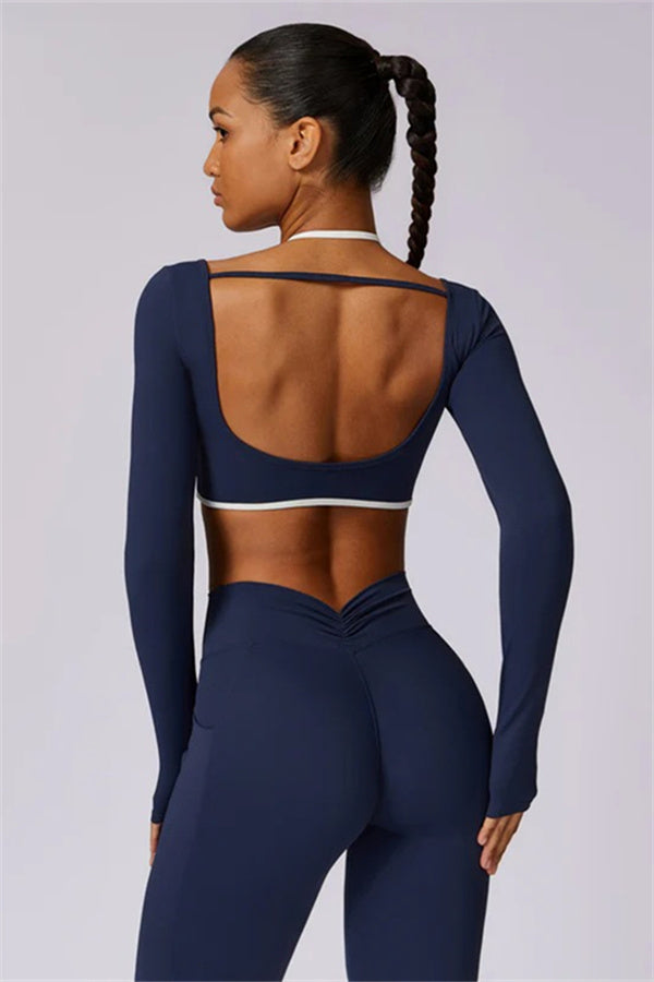 Color-Block Performance Crop Top & Leggings Set