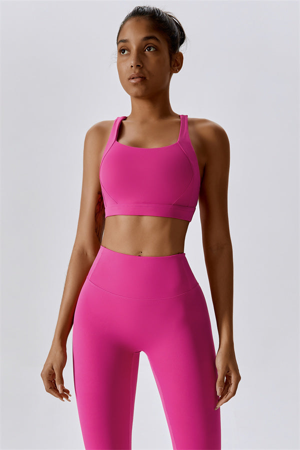 Crisscross Back Sports Bra & High-Waist Leggings Set