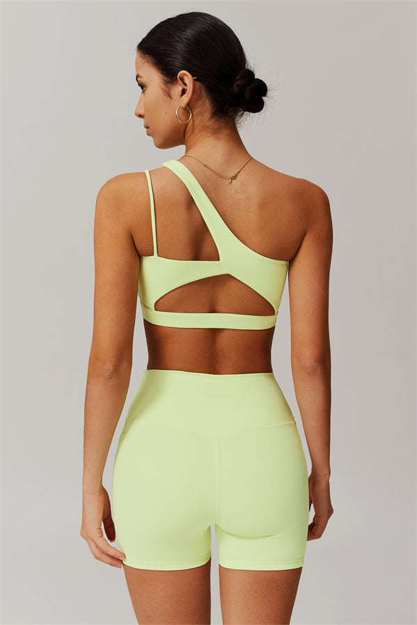 Asymmetrical One-Shoulder Sports Bra & Shorts Set
