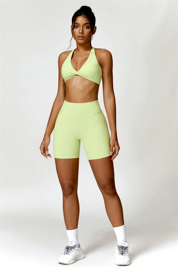 Twist-Front Open Back Sports Bra