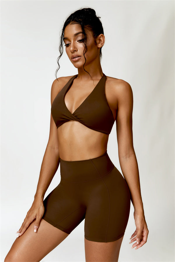 Twist-Front Open Back Sports Bra