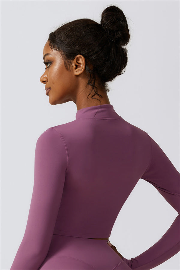 Sleek Stand Collar Zip-Up Jacket