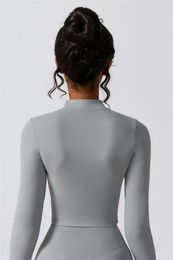 Sleek Stand Collar Zip-Up Jacket