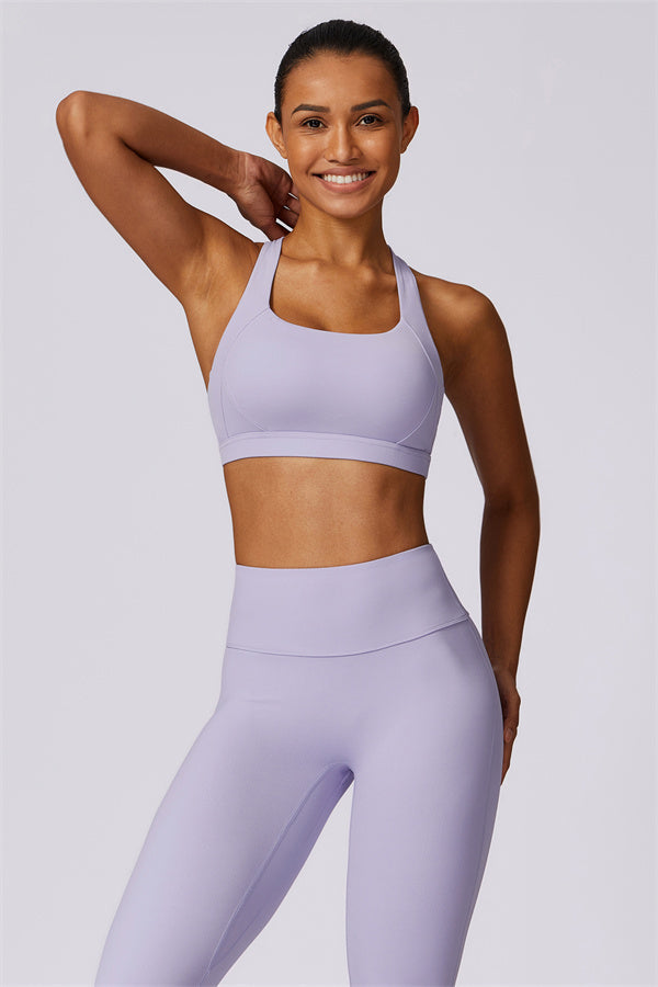 Crisscross Back Sports Bra & High-Waist Leggings Set