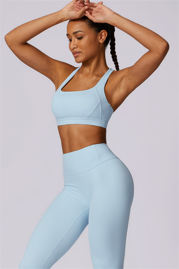 Crisscross Back Sports Bra & High-Waist Leggings Set