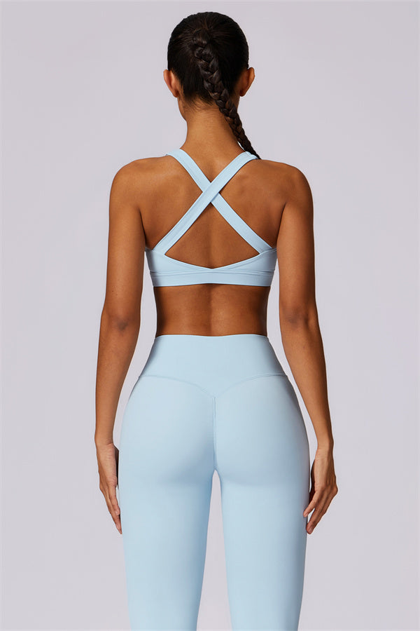 Crisscross Back Sports Bra & High-Waist Leggings Set