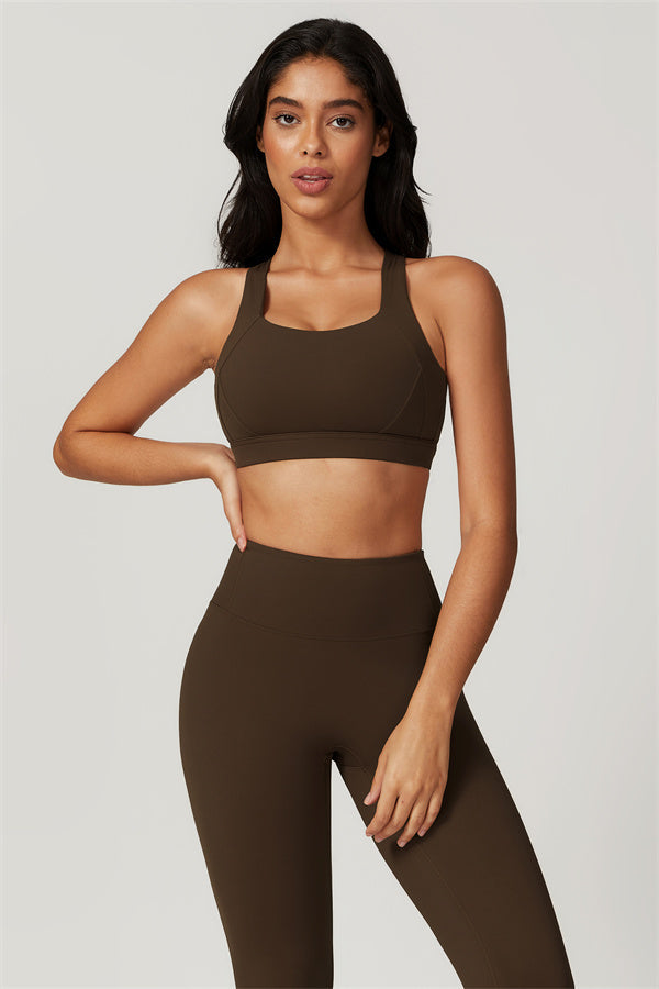 Crisscross Back Sports Bra & High-Waist Leggings Set