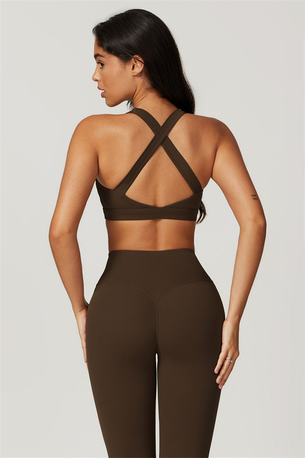 Crisscross Back Sports Bra & High-Waist Leggings Set