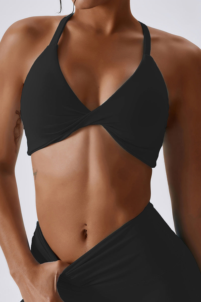 Twist-Front Crossback Sports Bra