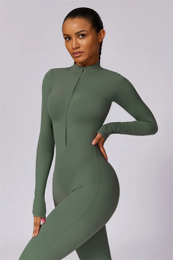 Seamless Long Sleeve Half-Zip Jumpsuit