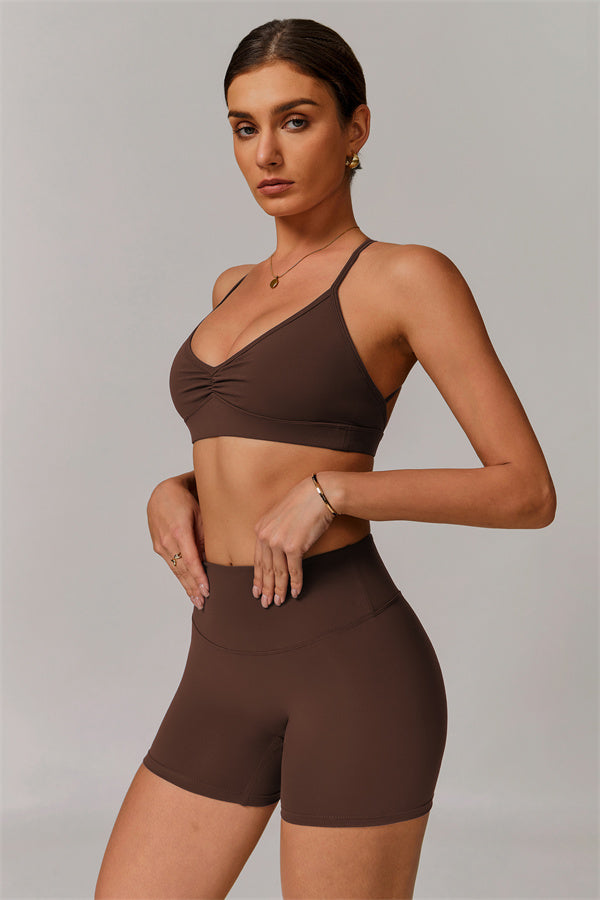 Pleated Crisscross Sports Bra