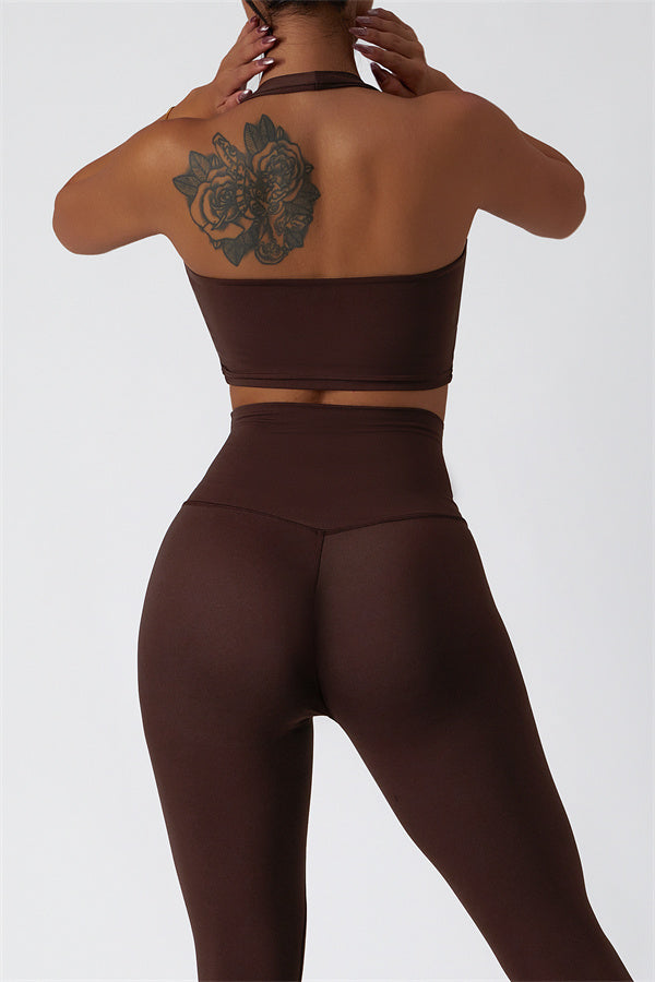 Hollow-Back Sports Bra & High-Waist Leggings Set