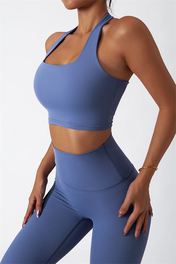 Hollow-Back Sports Bra & High-Waist Leggings Set