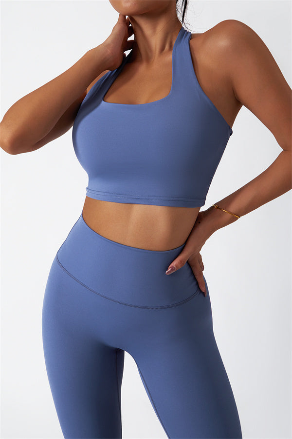 Hollow-Back Sports Bra & High-Waist Leggings Set