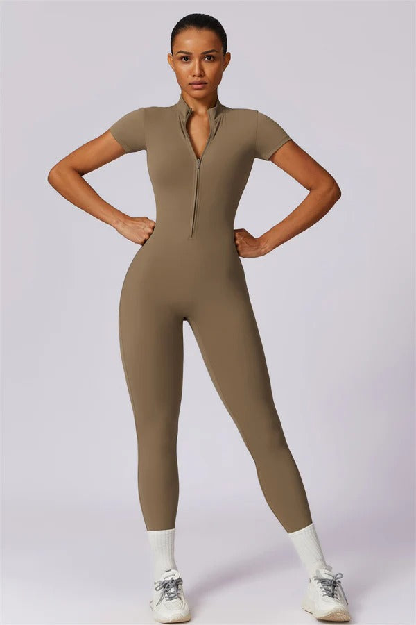 High-Performance Zip-Front Active Jumpsuit