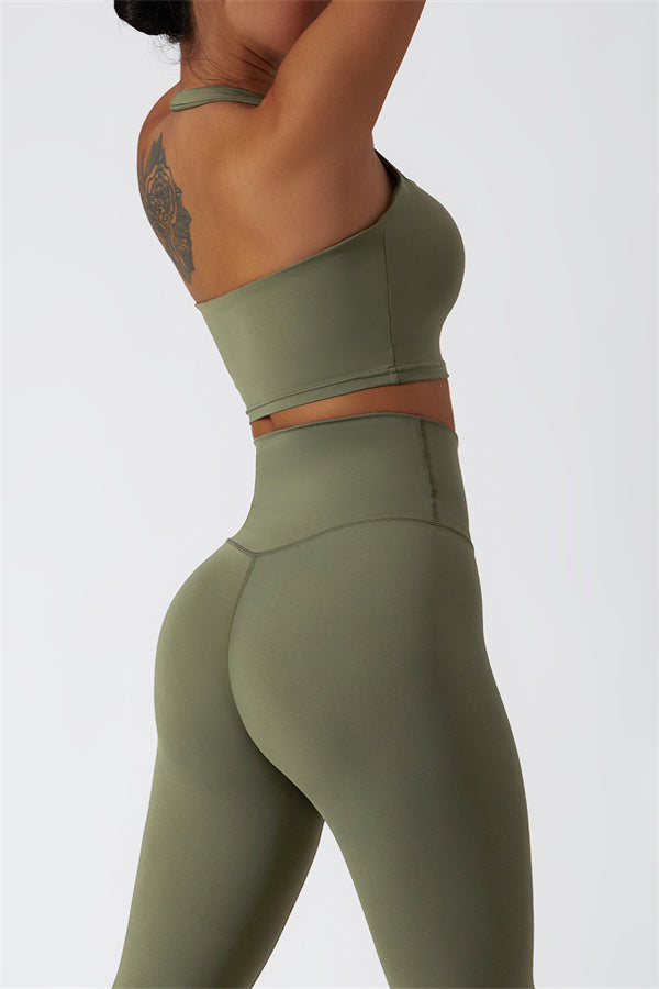 Hollow-Back Sports Bra & High-Waist Leggings Set