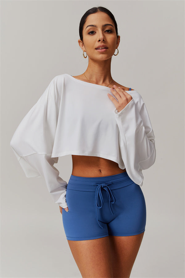 Asymmetrical Off-Shoulder Cropped Pullover