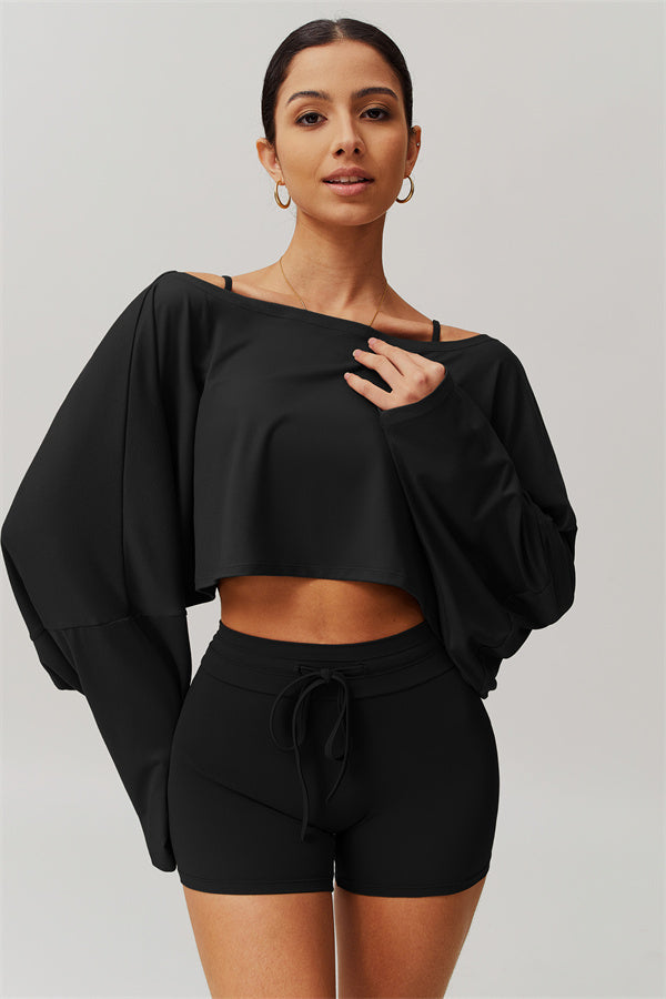 Asymmetrical Off-Shoulder Cropped Pullover