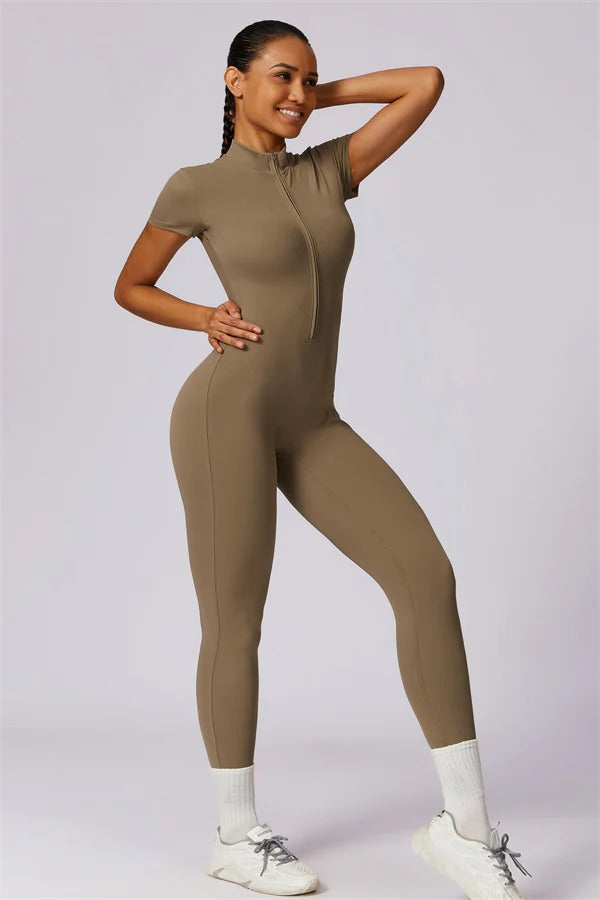 High-Performance Zip-Front Active Jumpsuit