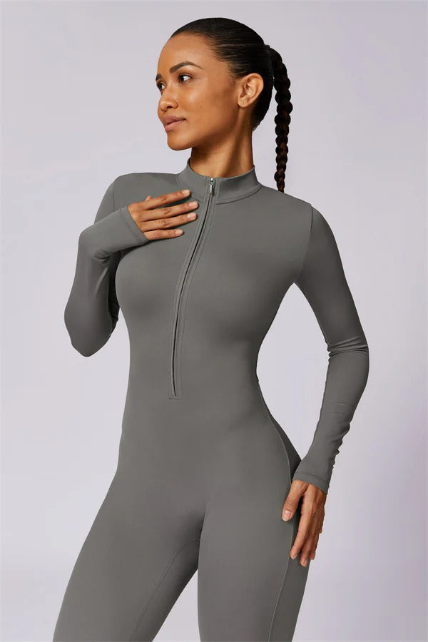 Seamless Long Sleeve Half-Zip Jumpsuit