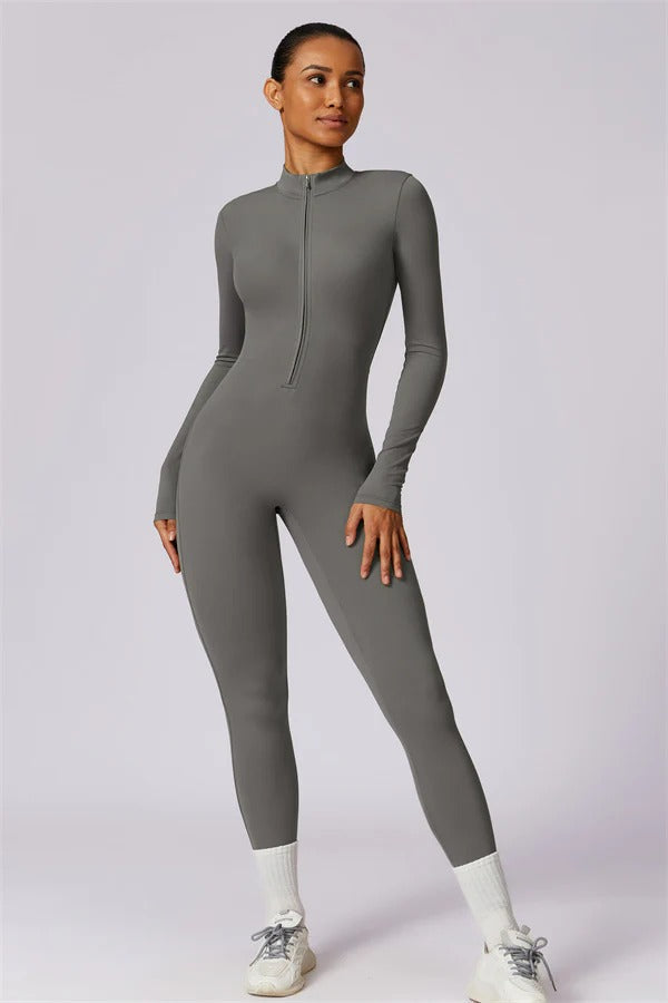 Seamless Long Sleeve Half-Zip Jumpsuit