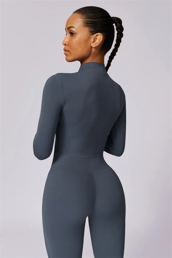 Seamless Long Sleeve Half-Zip Jumpsuit