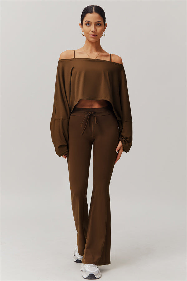 Asymmetrical Off-Shoulder Cropped Pullover