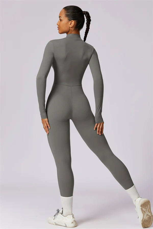 Seamless Long Sleeve Half-Zip Jumpsuit