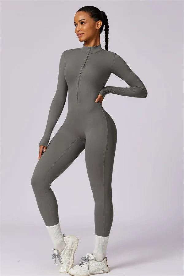 Seamless Long Sleeve Half-Zip Jumpsuit