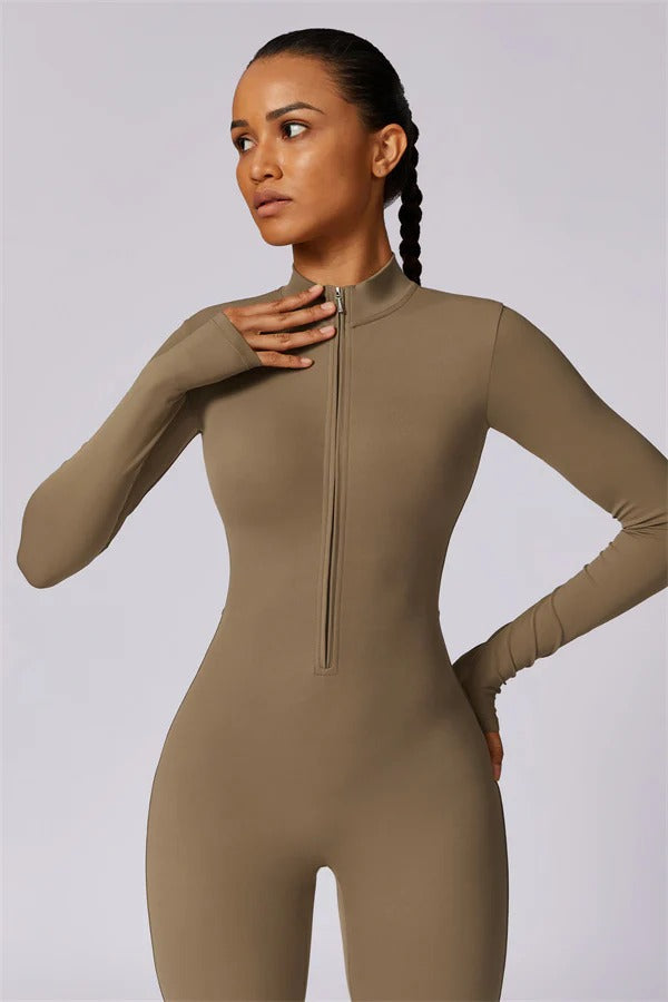 Seamless Long Sleeve Half-Zip Jumpsuit
