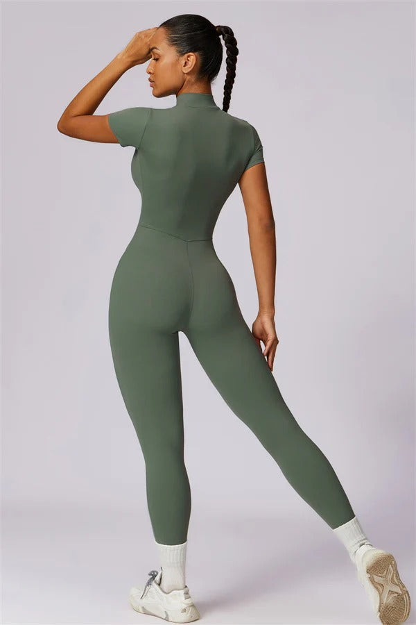 High-Performance Zip-Front Active Jumpsuit