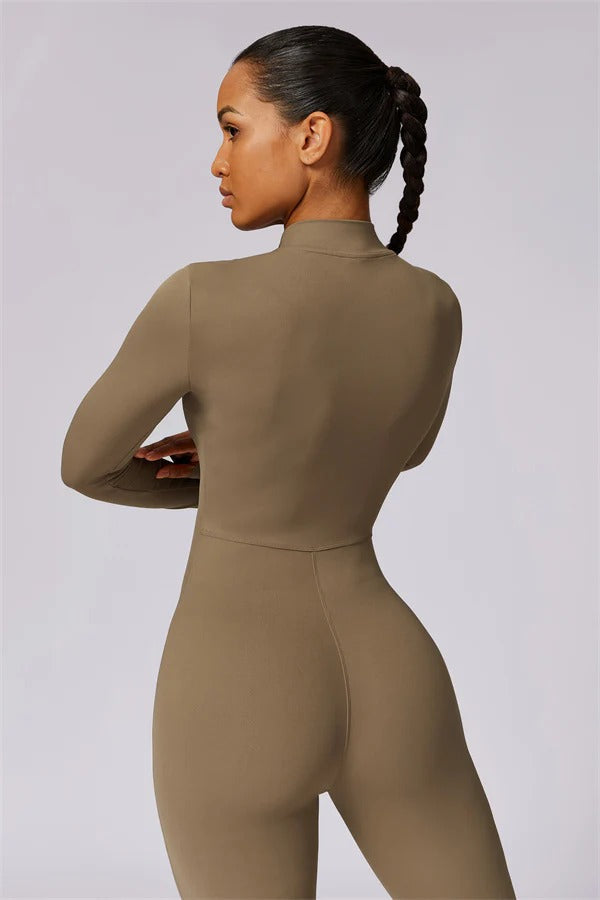 Seamless Long Sleeve Half-Zip Jumpsuit