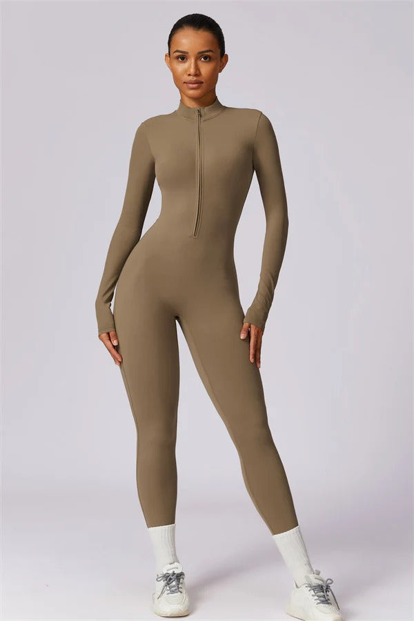 Seamless Long Sleeve Half-Zip Jumpsuit